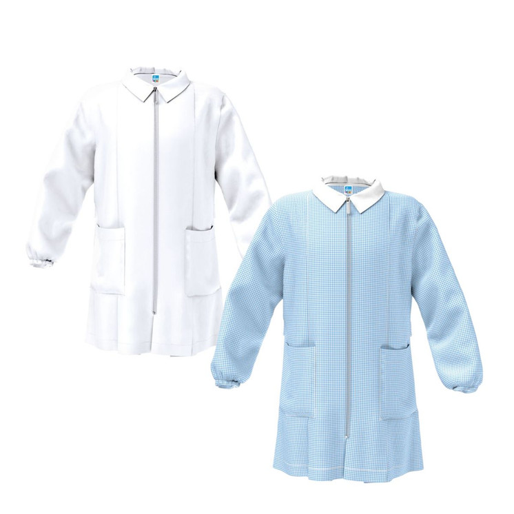 Siggi Grembiule Scuola Bambino Asilo Chiusura Con Zip  3379 Bianco e Azzurro