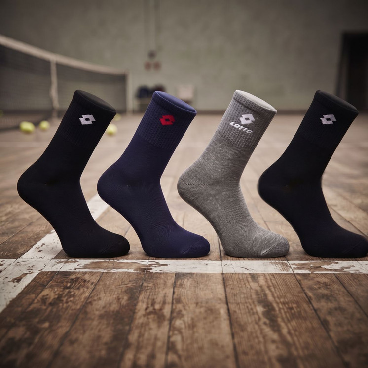 LOTTO (4 Paia) Calzini Tennis Uomo in Cotone Q-TENNIS