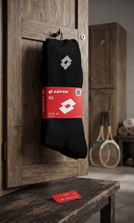 LOTTO (4 Paia) Calzini Tennis Uomo in Cotone Q-TENNIS