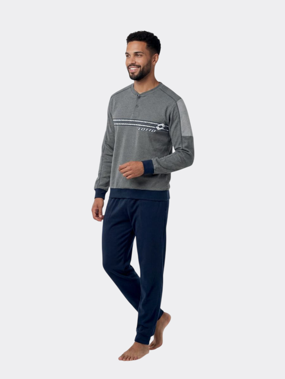 LOTTO Pigiama Uomo in Cotone Interlock Manica Lunga LP2151