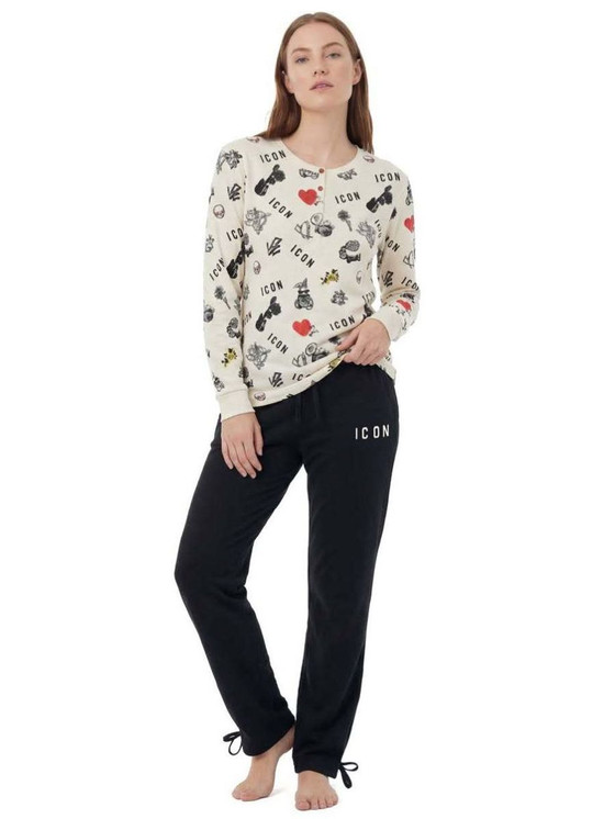 ICON Pigiama donna in caldo cotone manica lunga art. IWBOX04