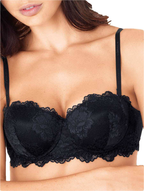LORMAR Deluxe Reggiseno Donna in Pizzo con Ferretto fascia a Balconcino (Coppa B)