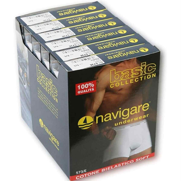 Navigare 573E BoxerUomo Cotone Elasticizzato Elastico Esterno - Confezione 6 Pezzi