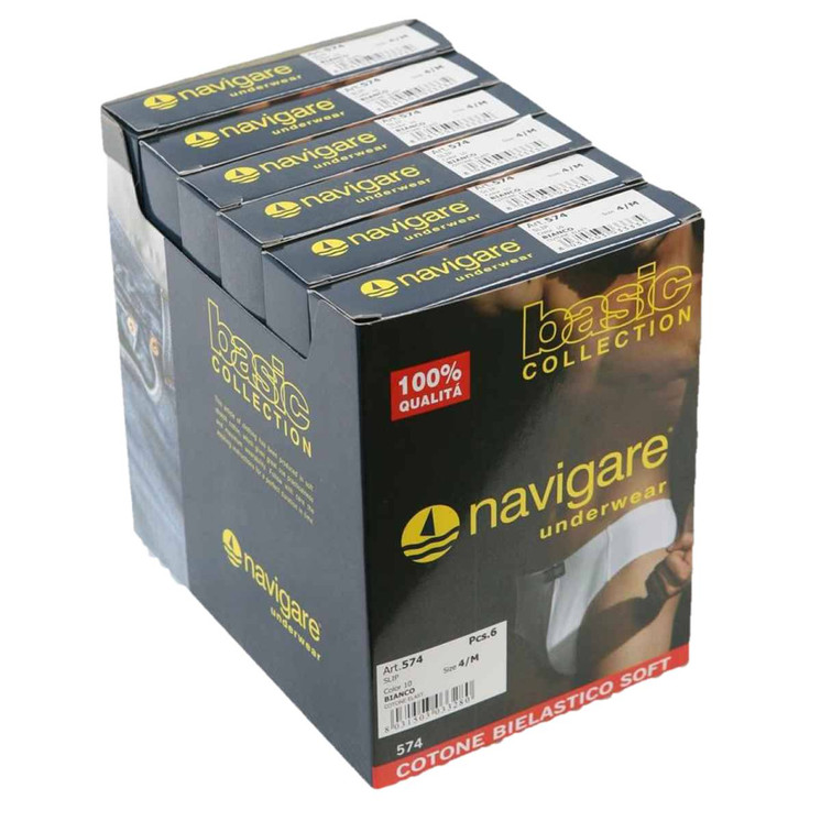 Navigare 574 (6 pezzi) Slip Uomo in Cotone Elasticizzato con Elastico Interno