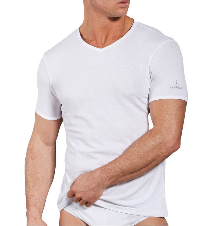 3 T-Shirt Uomo Mezza Manica Scollo a V Profondo Navigare 515 Cotone Pettinato
