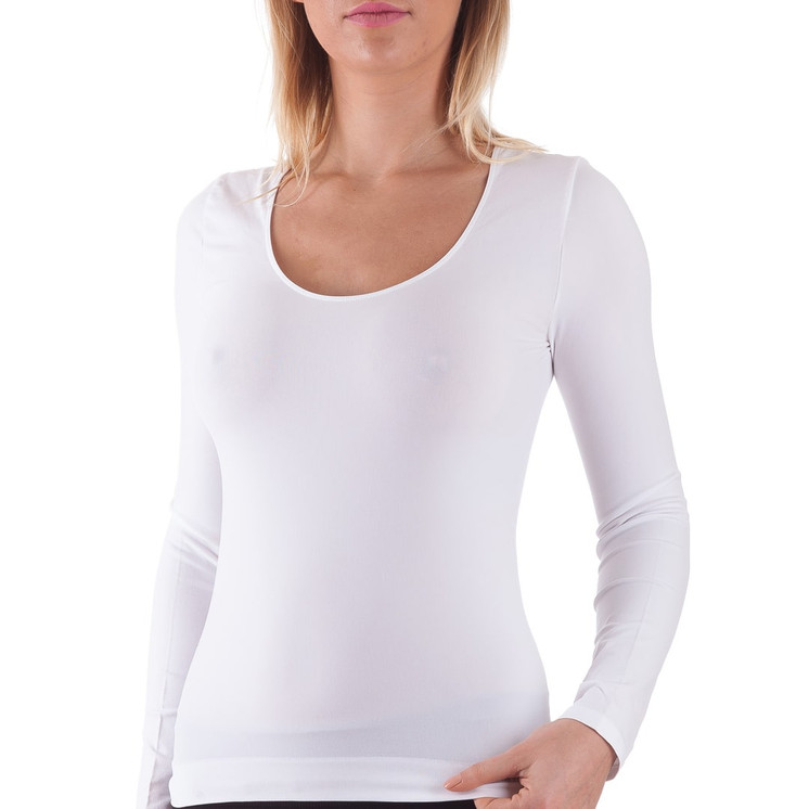 Maglia Donna Manica Lunga Bellissima con Scollo Lollo 072 in Microfibra Elastica