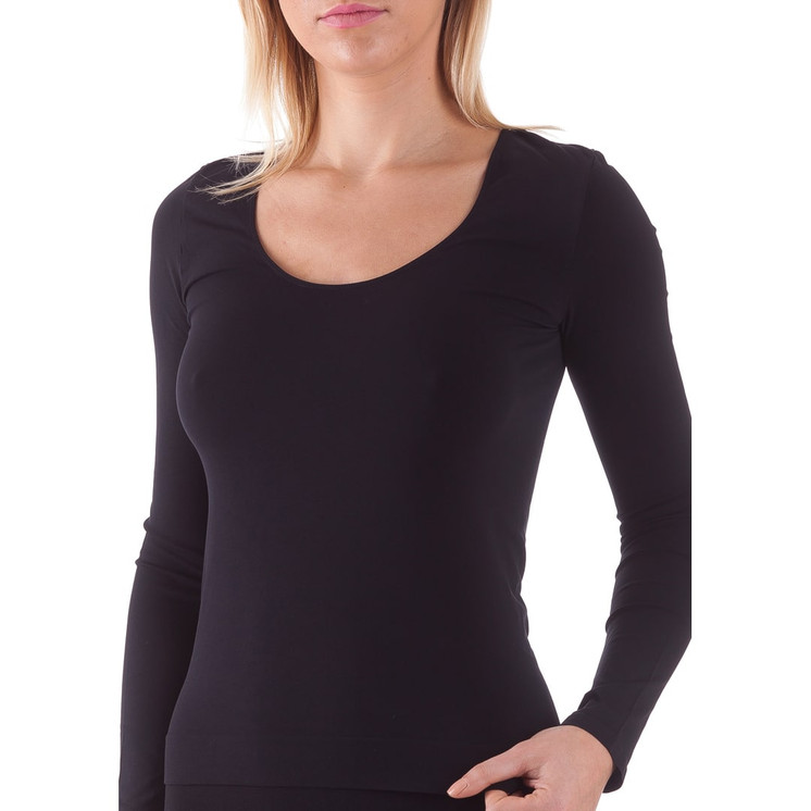 Maglia Donna Manica Lunga Bellissima con Scollo Lollo 072 in Microfibra Elastica