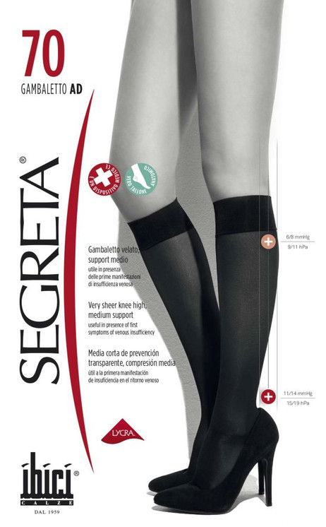 Ibici Segreta Gambaletto  70 den con Tallone anatomico e punte rinforzate - 11/14 mmHg – 15/19 hPa
