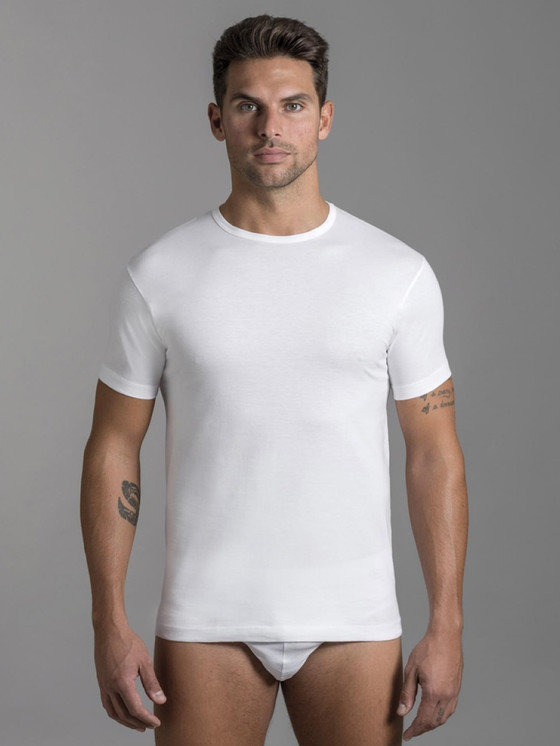 Luca (3 pezzi) Maglia Uomo Girocollo Mezza Manica in Cotone anche Calibrate 8032