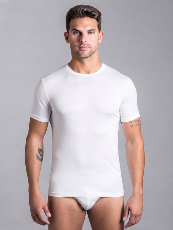 Luca (3 pezzi) Maglia Uomo Girocollo Mezza Manica in Cotone anche Calibrate 8032