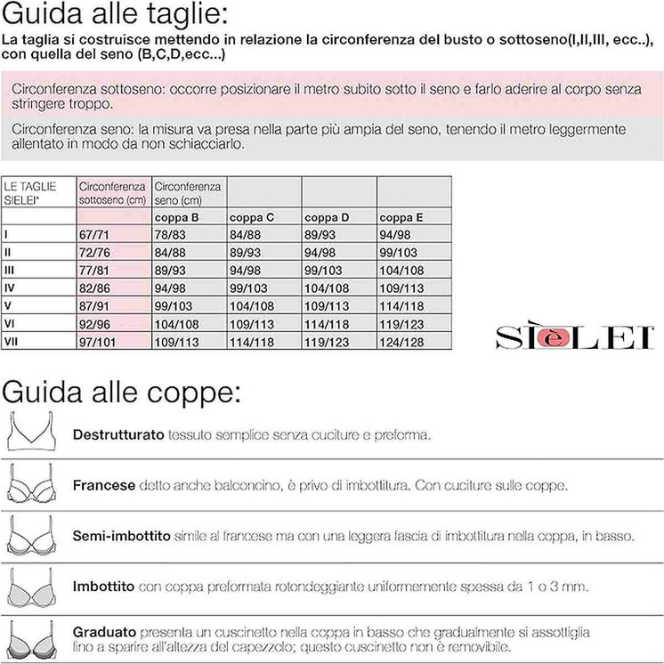 Reggiseno  Coppe Imbottite e ferretto Invisibile 1328 Sielei in Microfibra