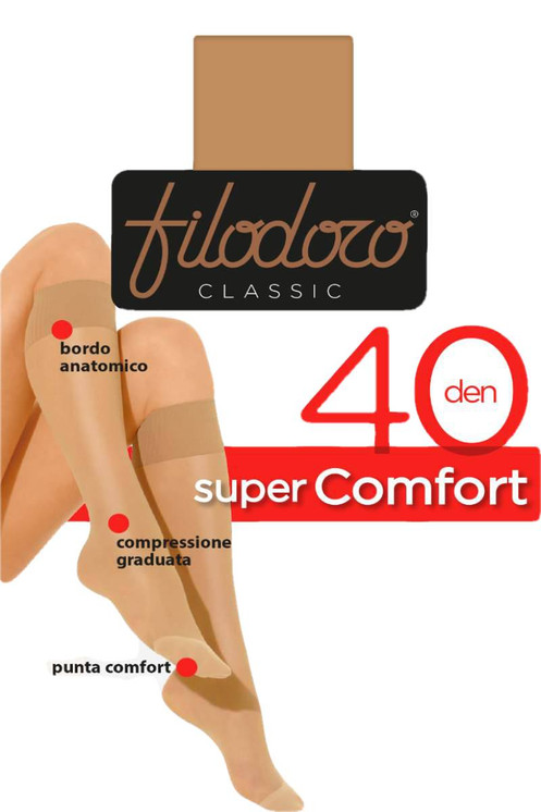 6 Gambaletto Riposante Donna Filodoro Comfort 40 den Velato in Microfibra