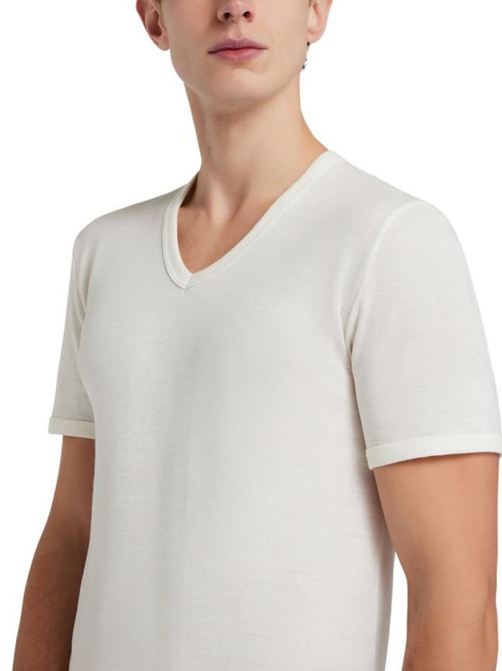 Maglia Uomo Liabel 05321 53 Mezza Manica scollo a V in Lana e Cotone