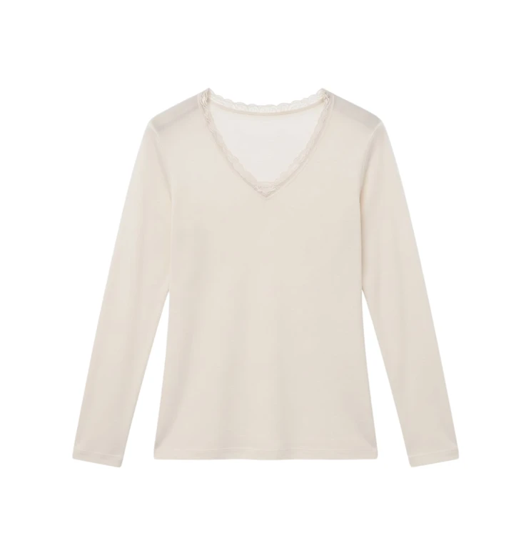 Liabel (3 pezzi) Maglia Donna Intima Lana e Cotone Manica Lunga con pizzo 05321 1046