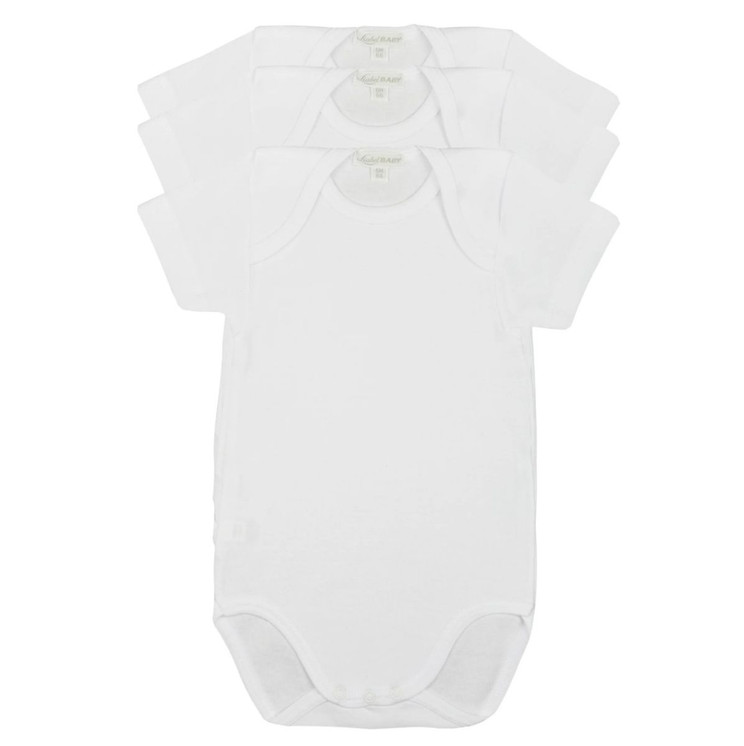 3 Body Neonato Neonata Liabel 05832B T407 Mezza Manica in Cotone Bianco e Fantasia