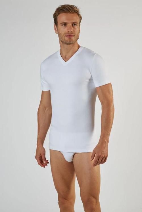 3 Pezzi Maglia Uomo Liabel 02828 53 Mezza Manica Scollo a V in Caldo Cotone