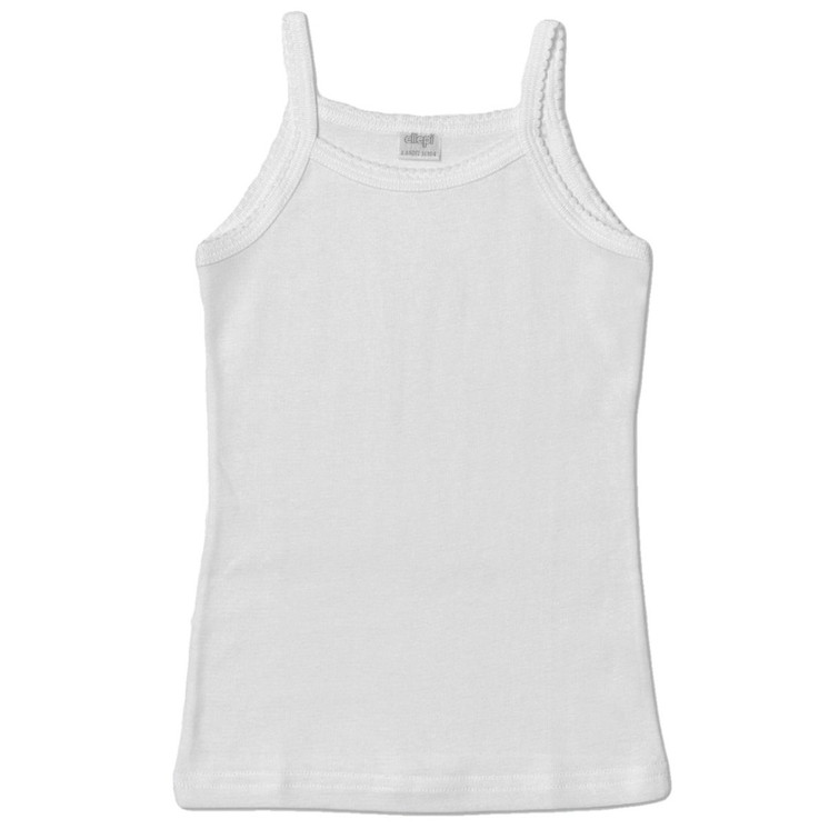 Ellepi (3 Pezzi) Canottiera Bambina  Spalla Stretta in 100% Cotone Bianco 8228