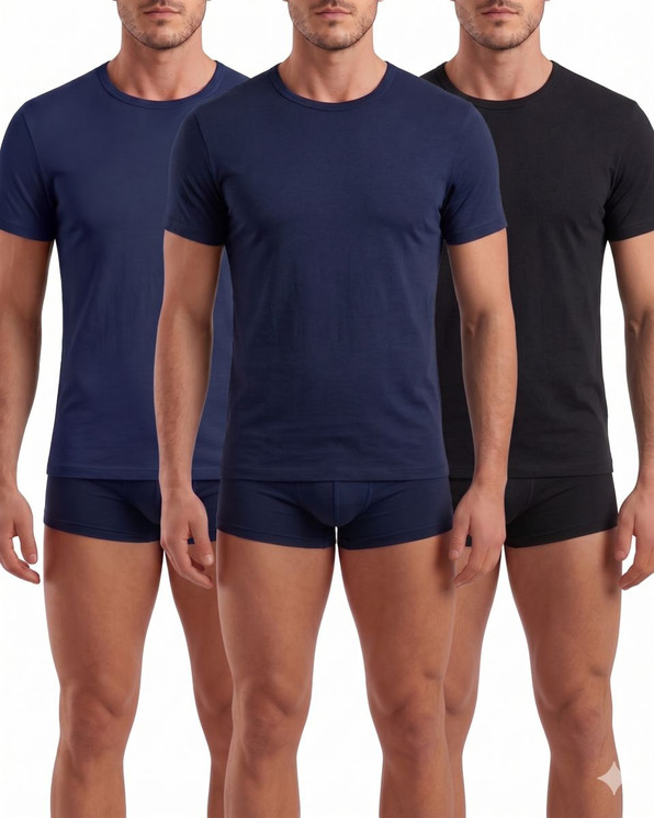 Navigare 516 (pacco da 3) Maglia Uomo Girocollo Mezza Manica Cotone - Offerta Multipack