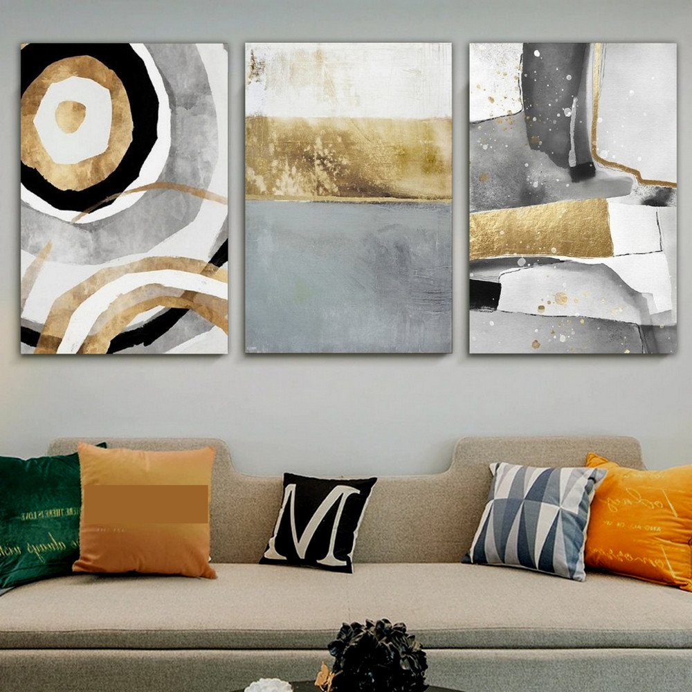 Hilarious Abstract Geometric Art Modern Heavy Texture Handmade Stretched 3 Piece Canvas Wall Art Abstract affordablecanvaspaintings.com.au