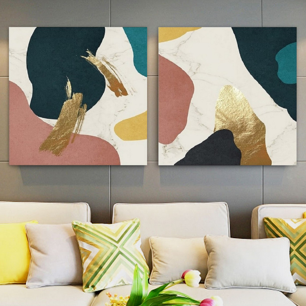 Blot Abstract Art Modern Heavy Texture Handmade Stretched 2 Piece Framed Paintings For Sale affordablecanvaspaintings.com.au