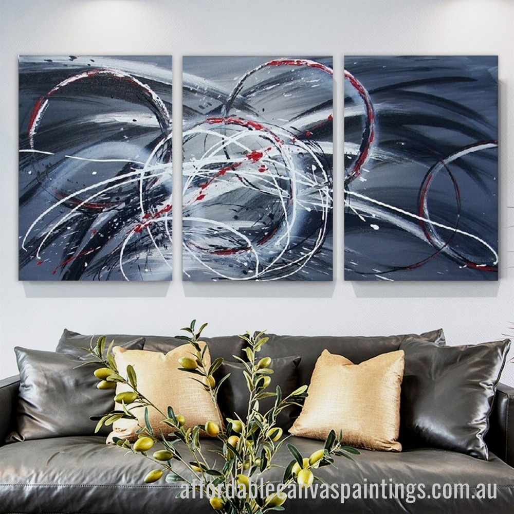 Zigzag Streaks Abstract Art Modern Heavy Texture Handmade Framed 3 Piece Abstract Acrylic Painting affordablecanvaspaintings.com.au
