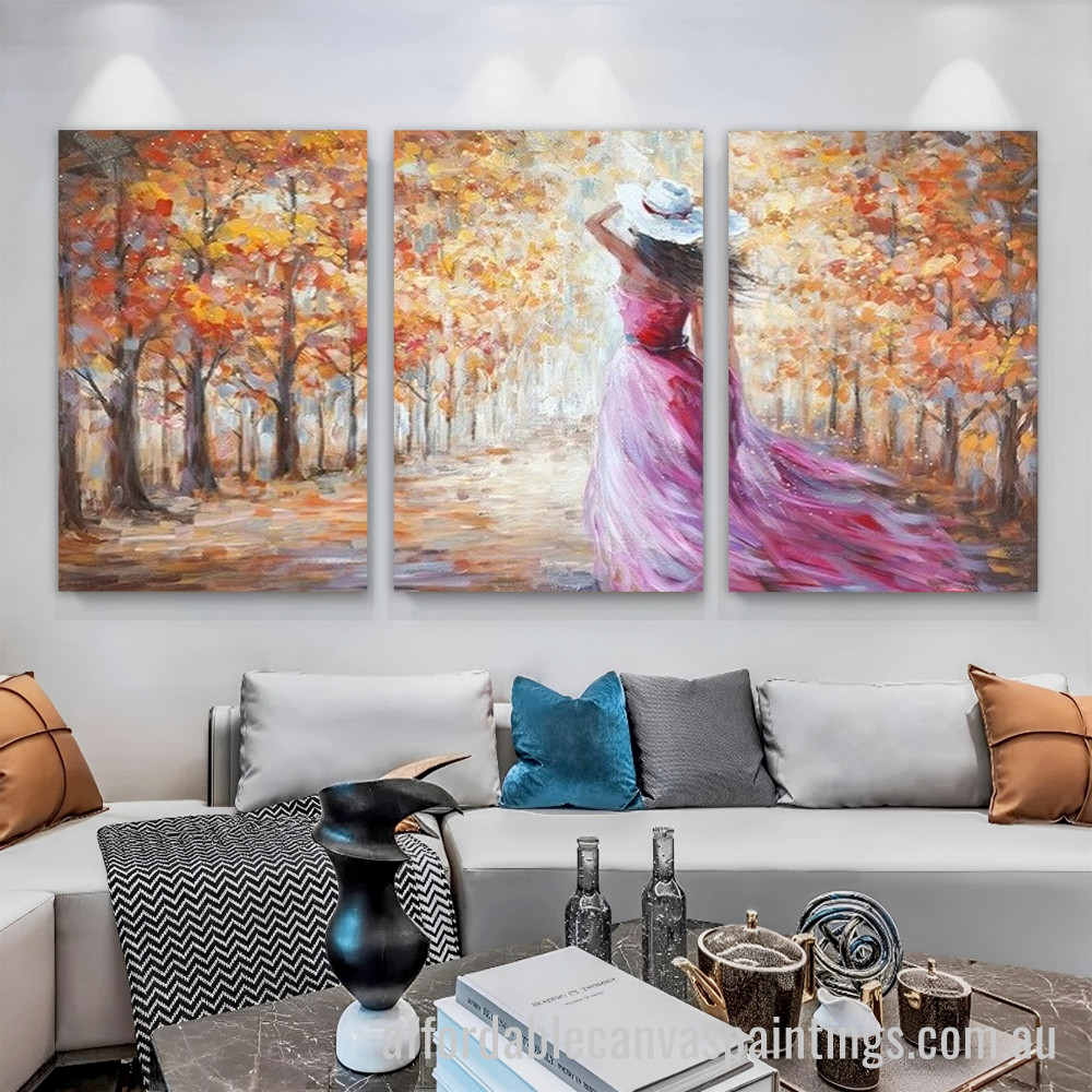 Honeyed Forest Abstract Art Modern Heavy Texture Handmade Stretched 3 Piece Best Framed Artwork Australia affordablecanvaspaintings.com.au