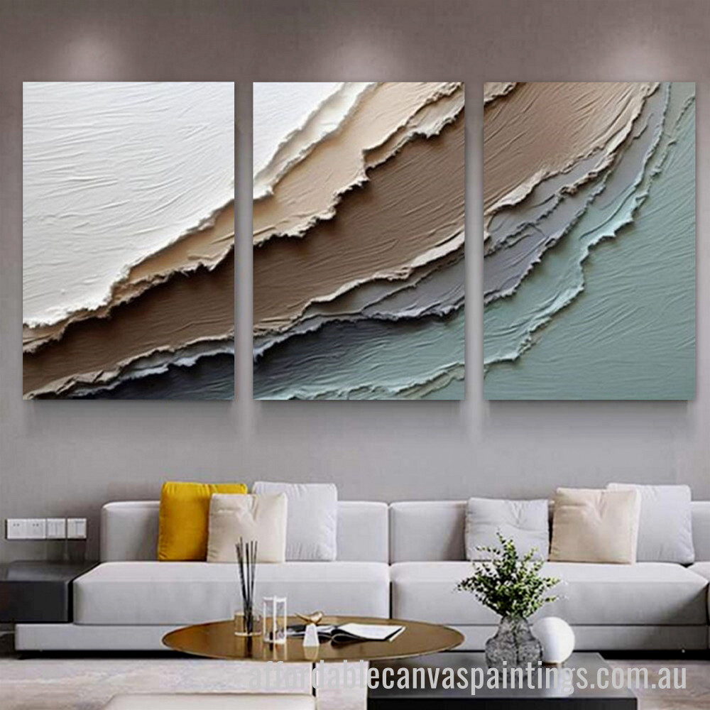 Layered Skeleton Abstract Art Modern Heavy Texture Handmade Stretched 3 Piece Abstract Paintings For Sale affordablecanvaspaintings.com.au
