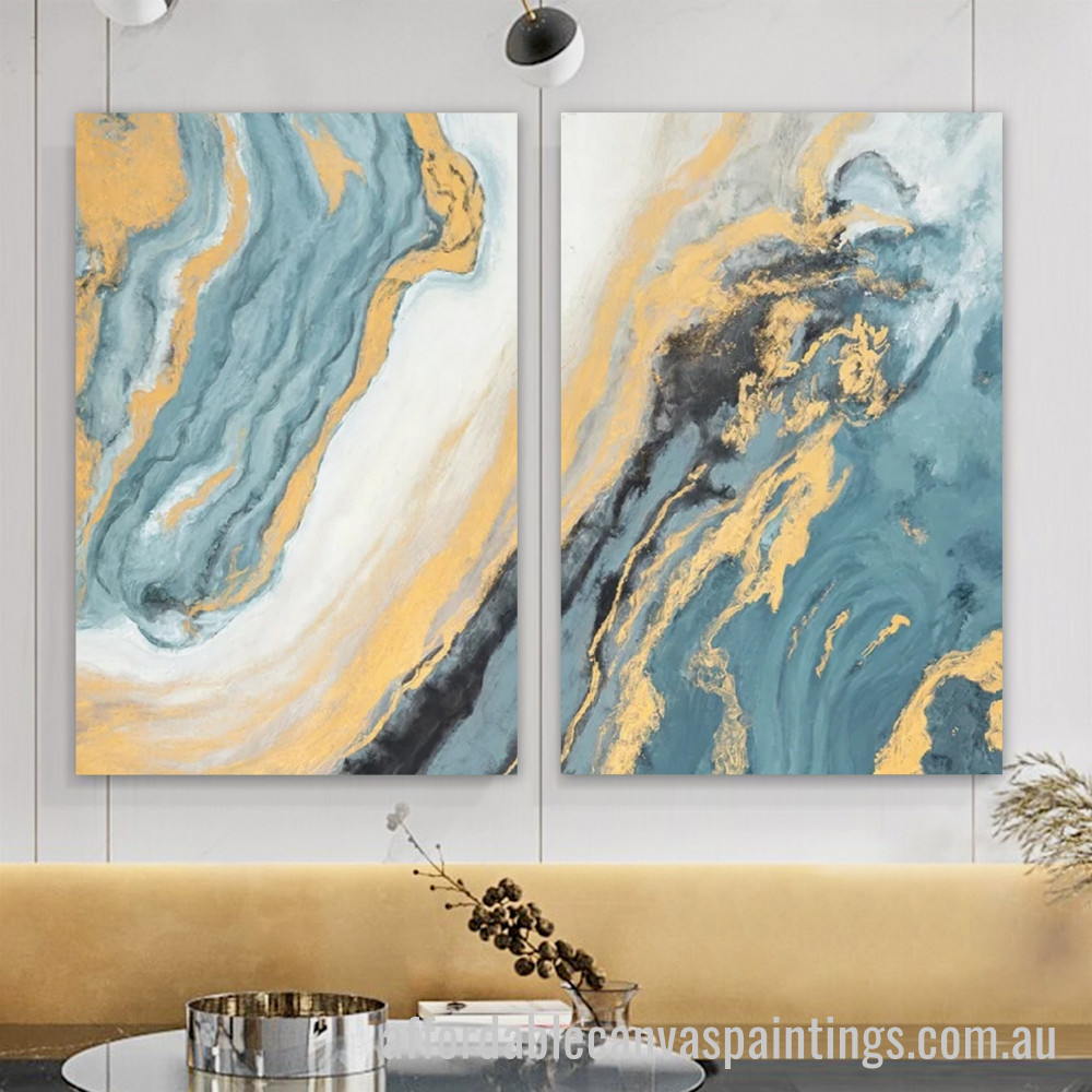 Golden Deep Abstract Art Modern Heavy Texture Handmade Stretched 2 Piece Framed Canvas Wall Art Australia affordablecanvaspaintings.com.au
