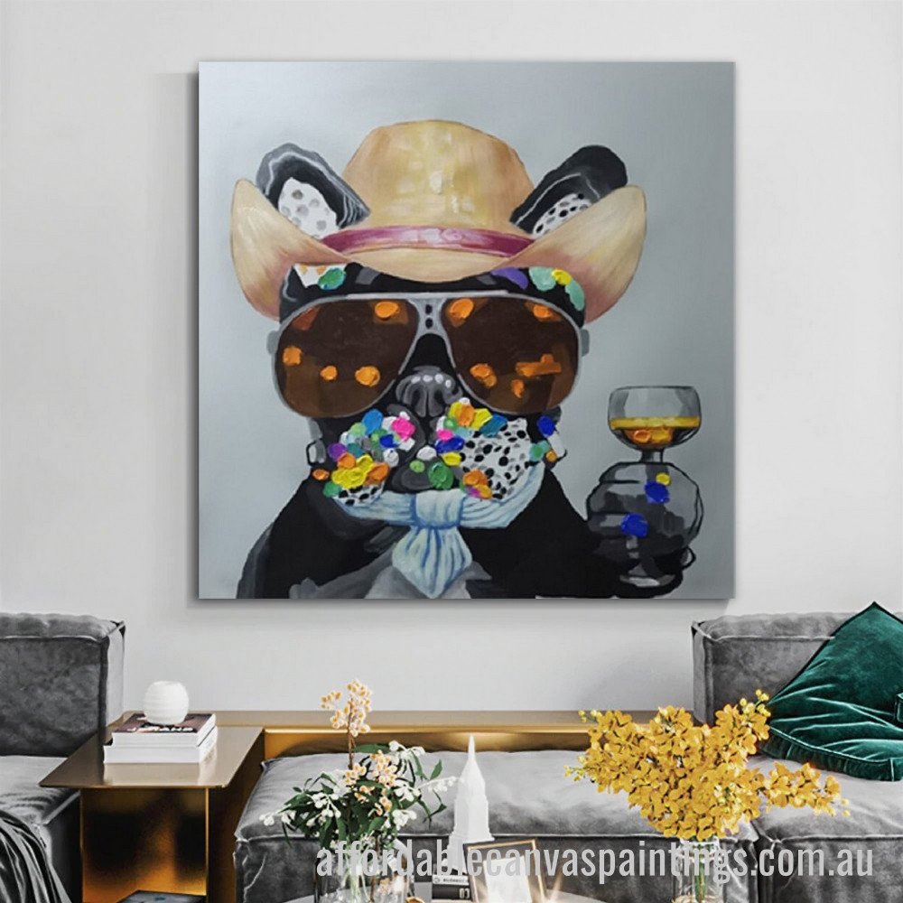 Dog With Hat Abstract Art Modern Heavy Texture Handmade Framed Acrylic Paintings For Sale Australia affordablecanvaspaintings.com.au