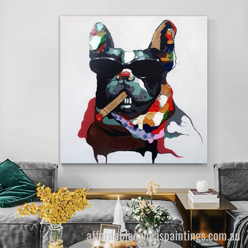 Bulldog Cigar Abstract Art Modern Heavy Texture Handmade Framed Stretched Paintings For Sale affordablecanvaspaintings.com.au