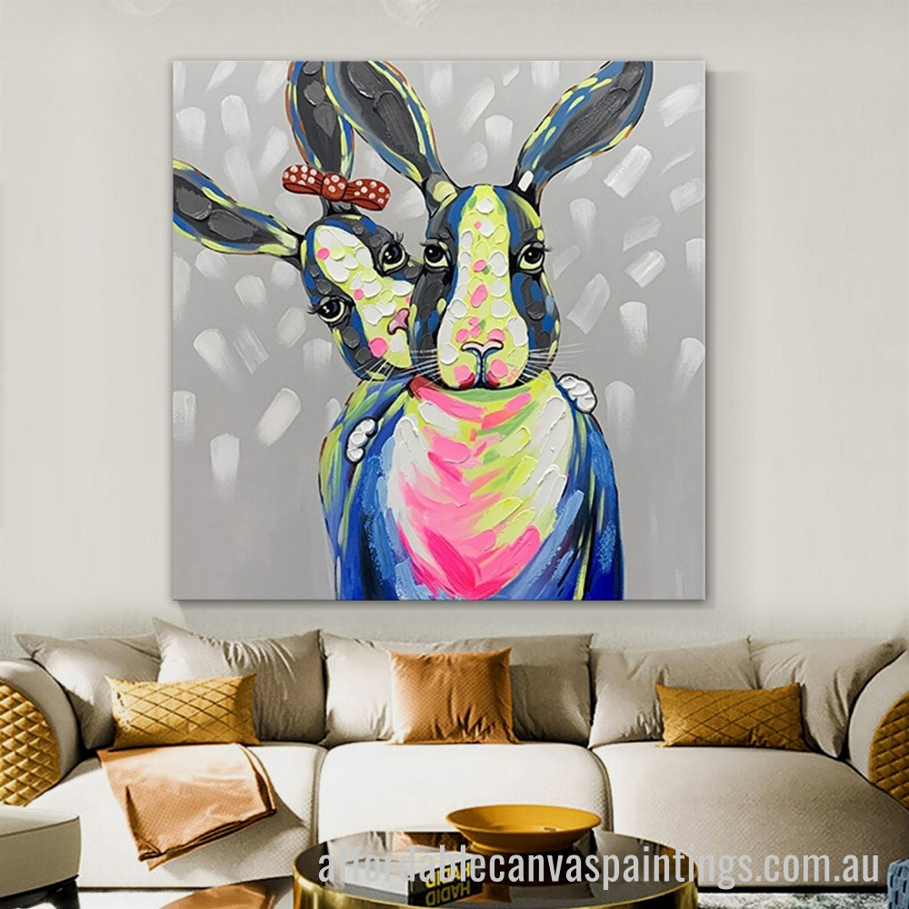 Dapple Rabbits Abstract Art Modern Heavy Texture Handmade Framed Best Framed Artwork Australia affordablecanvaspaintings.com.au