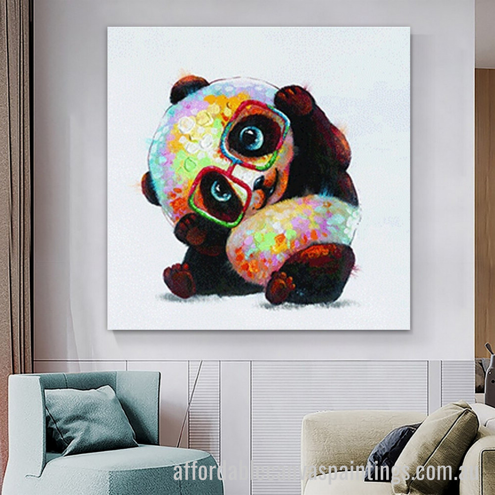 Cute Panda Abstract Art Modern Heavy Texture Handmade Stretched Framed Paintings For Sale affordablecanvaspaintings.com.au