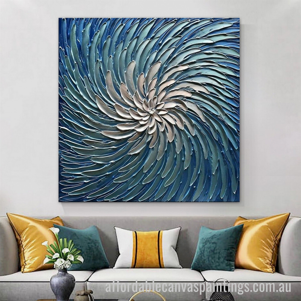 Silver Flower Abstract Art Modern Heavy Texture Handmade Stretched Cheap Framed Artwork Australia affordablecanvaspaintings.com.au