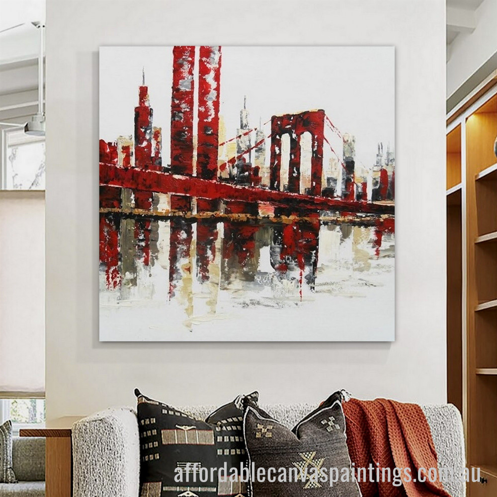 Brooklyn Bridge Abstract Art Modern Heavy Texture Handmade Framed Stretched Paintings For Sale affordablecanvaspaintings.com.au