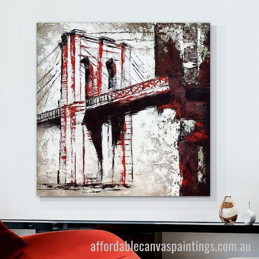 Bridge Abstract Art Modern Heavy Texture Handmade Stretched Framed Canvas Wall Art Australia affordablecanvaspaintings.com.au