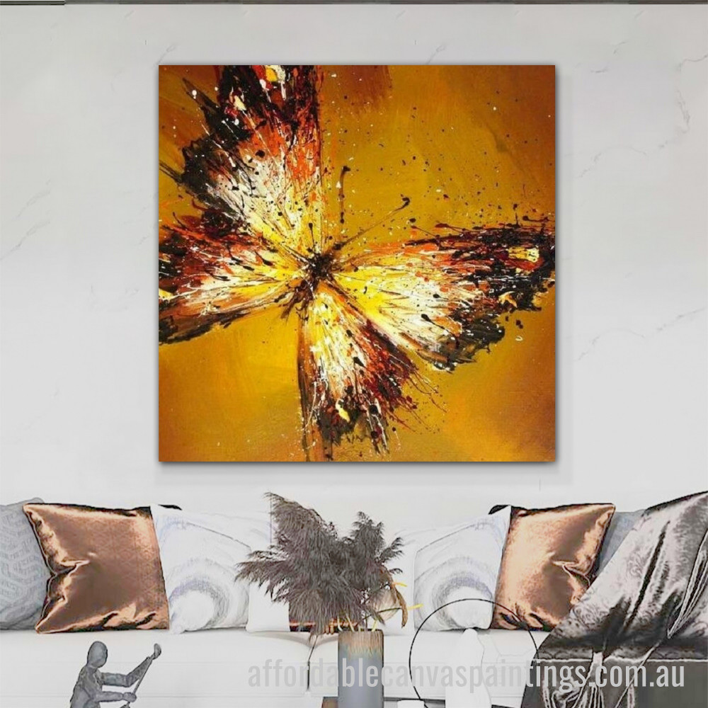 Dappled Butterfly Abstract Art Modern Heavy Texture Handmade Framed Stretched Paintings For Sale affordablecanvaspaintings.com.au