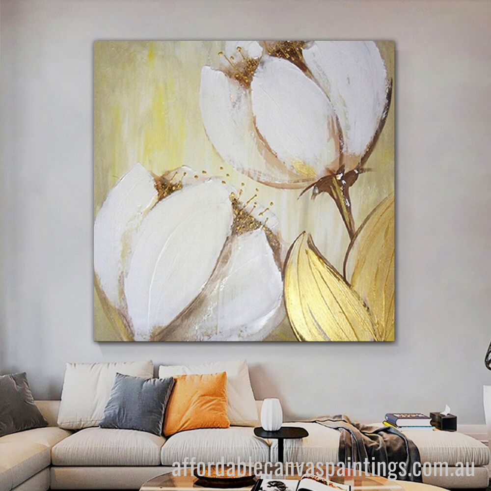 Flowers Abstract Art Modern Heavy Texture Handmade Framed Stretched Paintings For Sale affordablecanvaspaintings.com.au