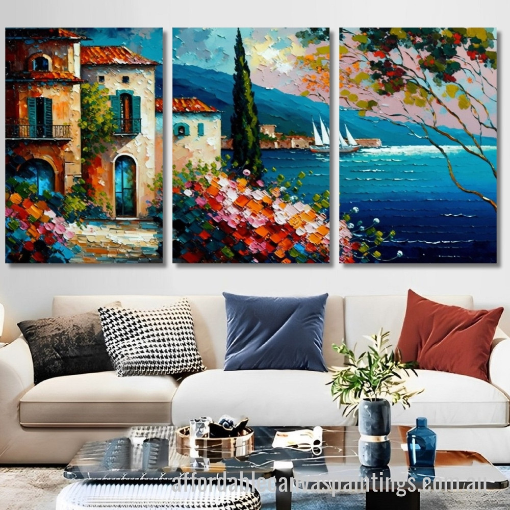 Beautiful Naturescape Abstract Art Modern Heavy Texture Handmade Framed 3 Piece Framed Paintings Canvas affordablecanvaspaintings.com.au