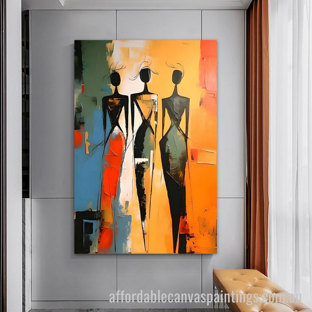 African Women Abstract Art Modern Heavy Texture Handmade Stretched Cheap Framed Artwork Australia affordablecanvaspaintings.com.au