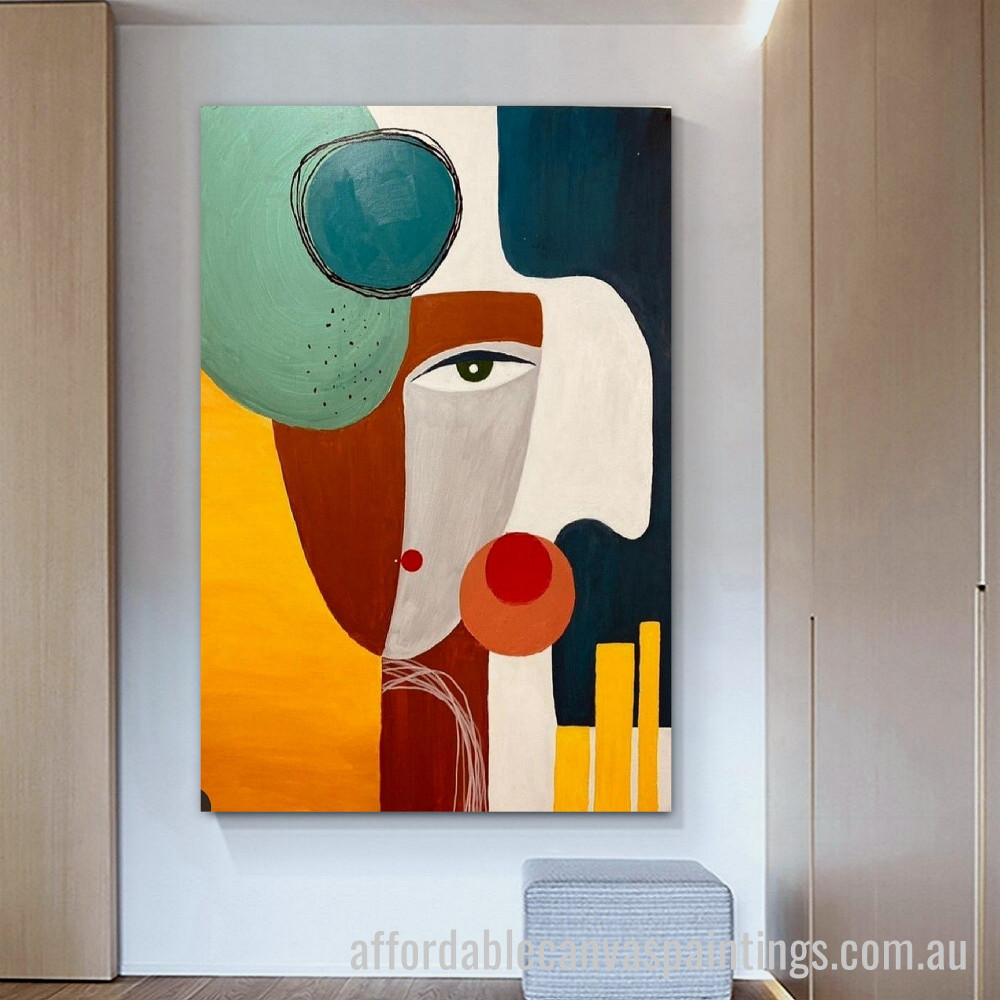 Geometric Face Abstract Art Modern Heavy Texture Handmade Stretched Framed Paintings Canvas affordablecanvaspaintings.com.au