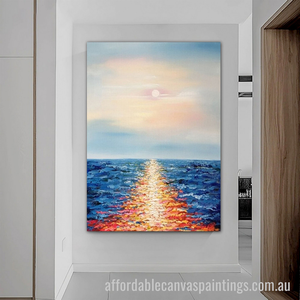 Sunrise Seascape Nature Abstract Art Modern Heavy Texture Handmade Framed Acrylic Paintings For Sale Australia affordablecanvaspaintings.com.au