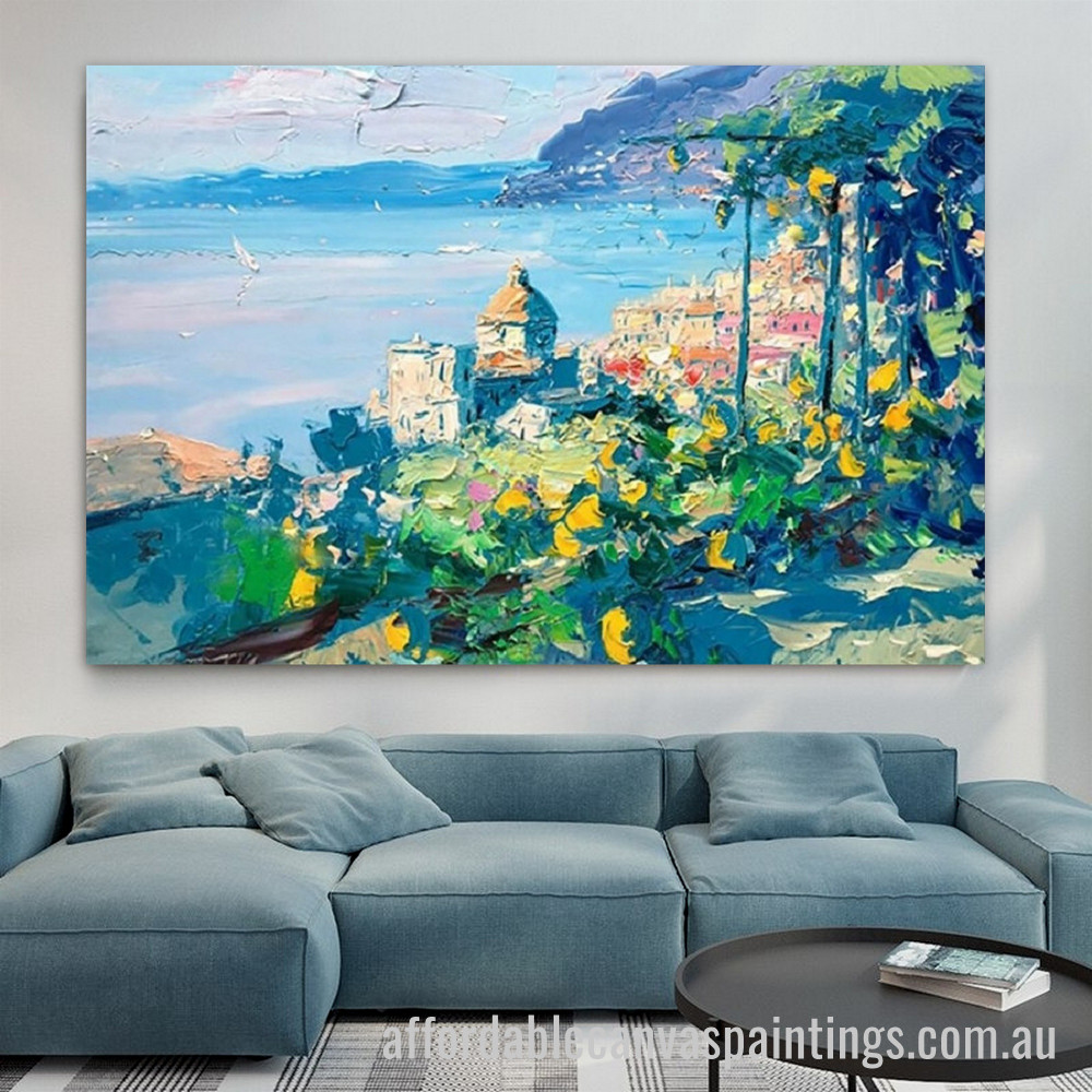 Seacoast Landscape Abstract Art Modern Heavy Texture Handmade Stretched Framed Wall Art Australia affordablecanvaspaintings.com.au