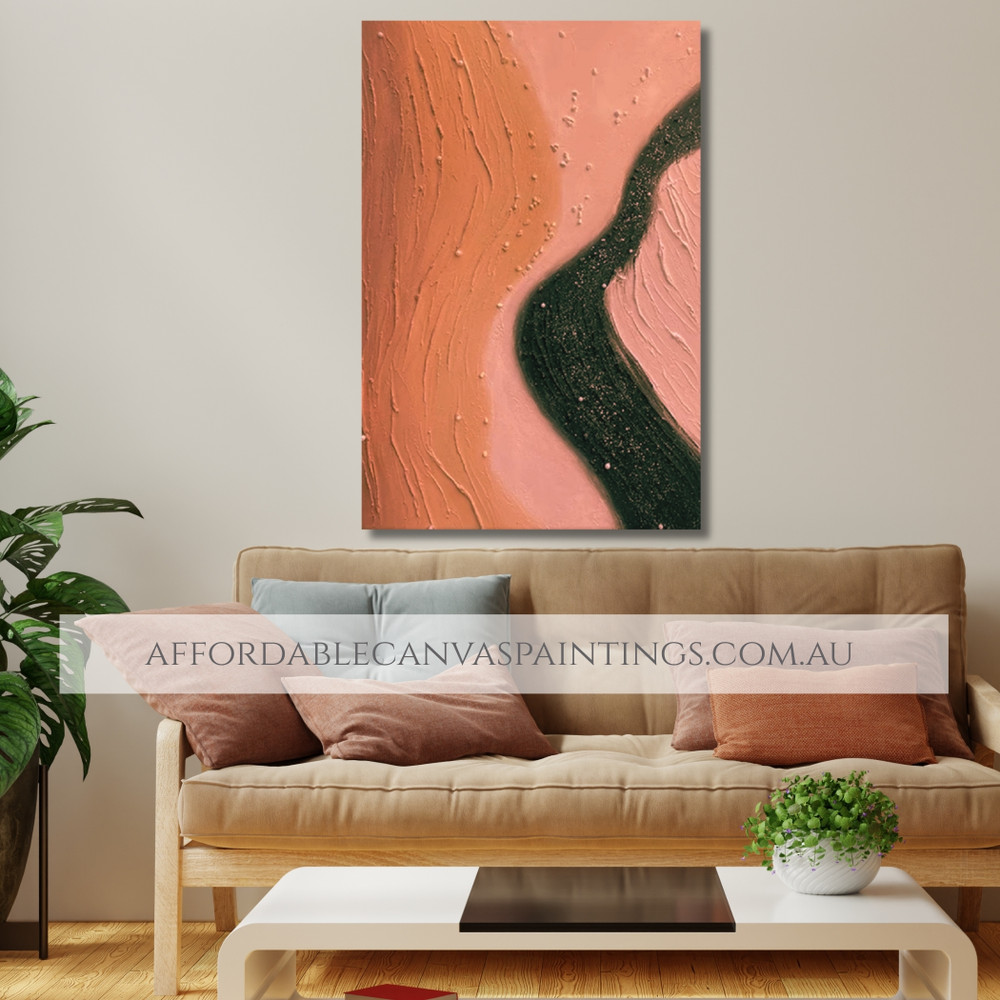 Lines And Spots Abstract Modern Framed Handmade Heavy Textured Canvas Art For Home Decor