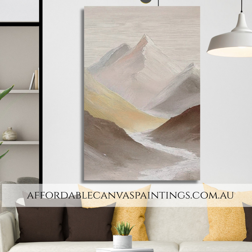 Historical Hills Abstract Landscape Vintage Framed Handmade Nature Painting On Canvas For Home Decor Online