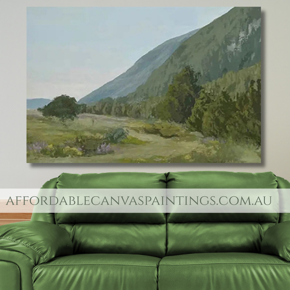Green Hills Nature Vintage Framed Handmade Beautiful Landscape Paintings For DIY Room Décor
