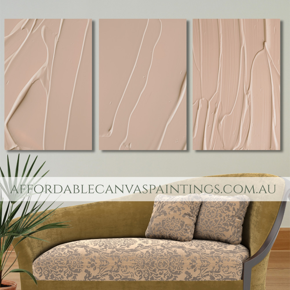 Sinuous Bold Lines Abstract Art Framed Handmade Modern 3 Piece Art Heavy Textured Canvas Art Painting For Living Room Design