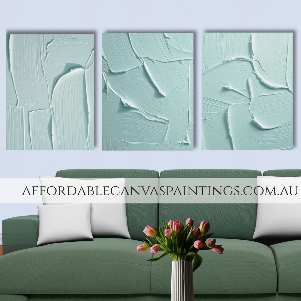 Bold Curved Lines Heavy Textured Painting With Palette Knife Abstract Art Framed Modern 3 Piece Art For Living Room Decoration Ideas