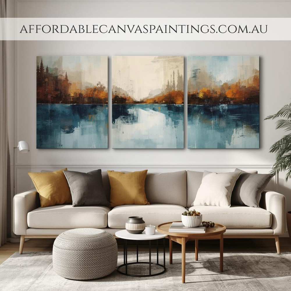 Sea Reflection Famous Landscape Painting Seascape Vintage Art 3 Panel Framed Painting Handmade Acrylic Painting Australia For Cheap Wall Décor