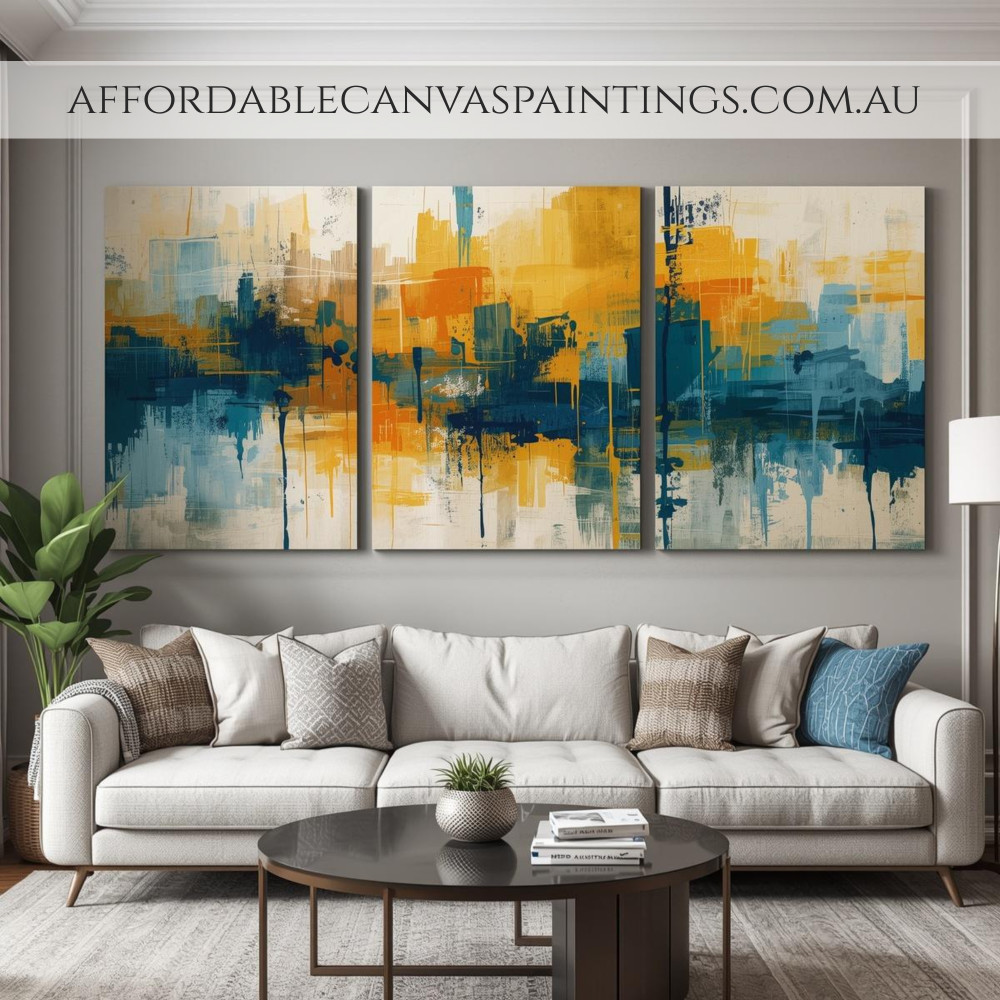 Smirches Abstract Art Contemporary Art Painting 3 Panel Framed Painting Handmade Acrylic Painting Australia For Home Decor Online