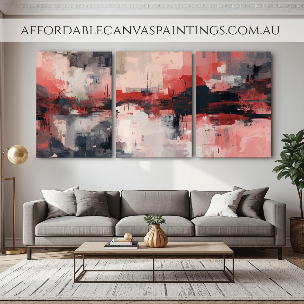 Mackles Framed 3 Piece Abstract Wall Art Heavy Textured Acrylic Paintings Impasto Canvas Painting For Modern Wall Decor